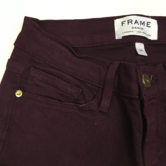 FRAME Denim Le Skinny De Jeanne Mahogany Wash Fray Hem Slim Fit Skinny Jeans - Picture 6 of 10